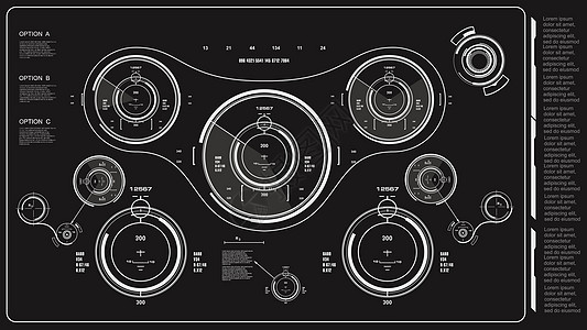 未来派虚拟图形触摸用户界面运动游戏技术控制插图导航界面数据航海圆圈图片