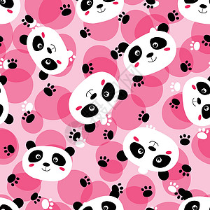 彩色背景上有可爱熊猫的无缝图案 有趣的亚洲动物 孩子们的明信片 织物纺织品墙纸海报礼品包装纸的平面矢量图卡片妈妈艺术新生生日婴儿图片