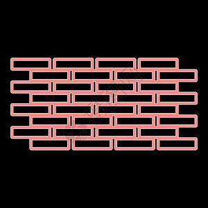 霓虹灯墙红色矢量插图平面样式 imag建造石头工作障碍水泥瓦工石工房子材料建筑学图片