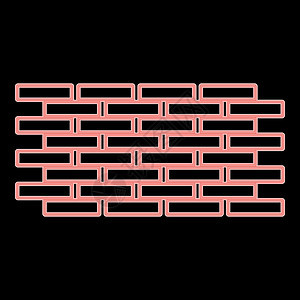 霓虹灯墙红色矢量插图平面样式 imag建造石头工作障碍水泥瓦工石工房子材料建筑学图片