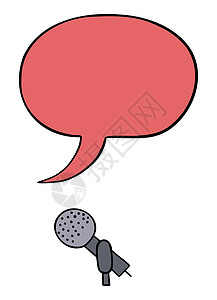 麦克风和语音气泡的卡通矢量插图图片