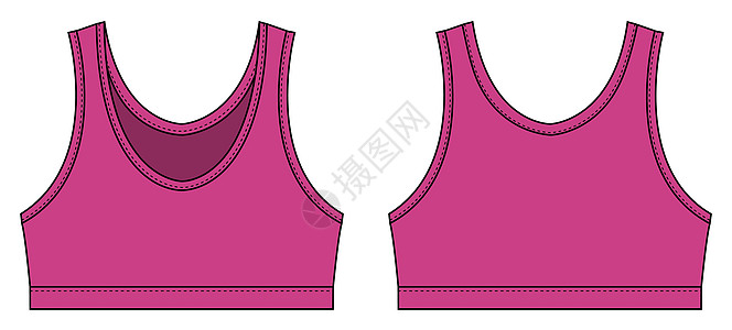 它制作图案的女性运动胸罩模板矢量胸衣活动插图服饰文胸内衣衣服乳罩跑步健身房图片