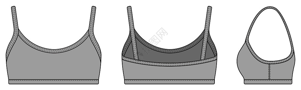 女式运动胸罩模板矢量插图女性小样跑步衣服活动系带服饰服装文胸健身房图片