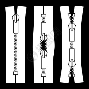 拉链类型 黑色背景上孤立的封闭式 X 型和 O 型方案 zip 矢量图图片