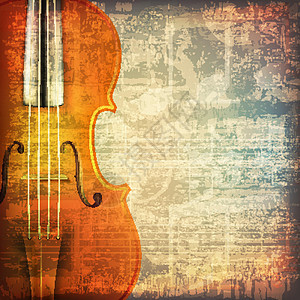 抽象的 grunge 音乐背景与小提琴木头歌曲时尚插图娱乐细绳乐器集团声学漩涡图片