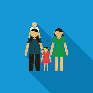平面样式中的家庭图标儿子成人妻子孩子夫妻父亲女性女士男人丈夫图片
