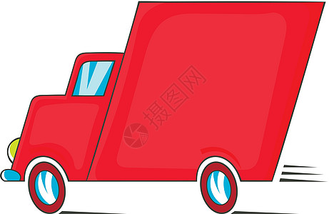 卡通猪圈中的红色送货车图标图片