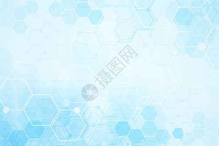 医学背景设计 具有六边形的几何抽象背景实验室生物学原子生物网络化学品药店蓝色化学商业图片