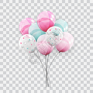 气球与心隔离在透明背景矢量 Illustrati派对娱乐横幅空气白色生日礼物惊喜假期庆典图片