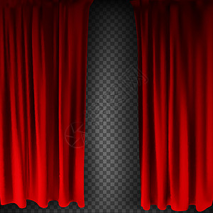 逼真的彩色红色天鹅绒窗帘折叠在透明背景上 在家里的电影院选择幕布 它制作图案矢量推介会布料织物电影纺织品歌剧音乐会艺术奢华展示图片
