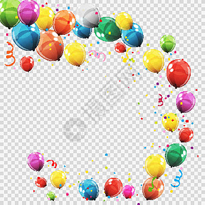 在背景下隔离的彩色光泽氦气球组 生日周年庆典派对装饰用气球套装 它制作图案矢量娱乐反射假期团体飞行玩具纪念日乐趣展示插图图片