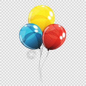 在透明背景上隔离的彩色光泽氦气球组 它制作图案矢量假期乐趣惊喜反射庆典娱乐飞行派对空气生日图片