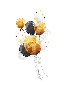 白色背景上孤立的彩色光泽氦气球组 它制作图案矢量周年玩具礼物展示细绳插图橡皮团体派对乐趣图片