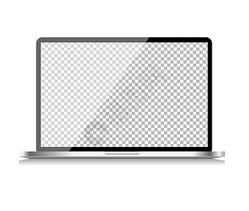 逼真的笔记本电脑 屏幕上有透明壁纸 背景为白色 它制作图案矢量图片