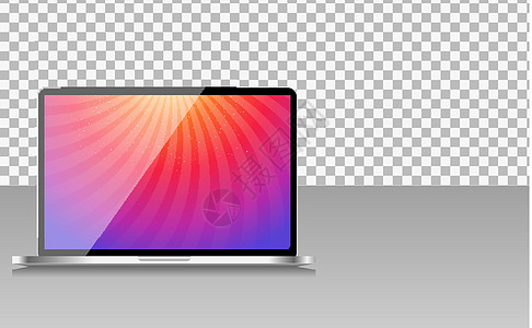 现实的电脑笔记本电脑与抽象壁纸在透明背景的屏幕上 它制作图案矢量插图互联网黑色展示监视器手机网站空白反应技术图片