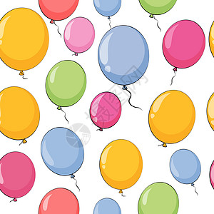 彩色光泽气球 Seamles 图案背景 矢量图案飞行边界横幅反射标签生日庆典幸福假期惊喜图片