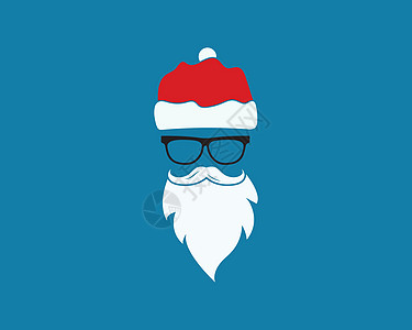 圣诞老人帽子矢量图标插图设计打印问候语季节卡通片胡子配饰太阳镜卡片胡须男人图片