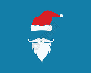 圣诞老人帽子矢量图标插图设计胡子绒球卡片潮人衣服派对胡须男人太阳镜卡通片图片