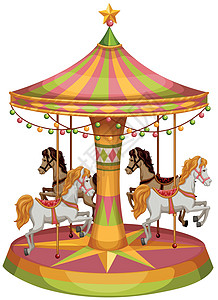 旋转木马白色马戏团骑马灯泡狂欢马匹装置娱乐公园绘画图片
