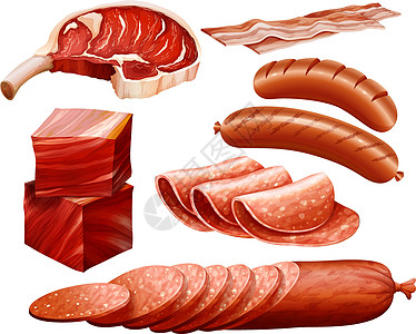 香肠牛肉酱红肉材料产品小吃热狗牛扒猪肉卡盘食物肉类设计图片