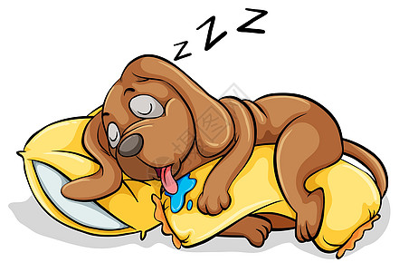 一只狗带着枕头睡觉伴侣动物织物最好的朋友睡眠小狗长椅忠诚男人家犬图片