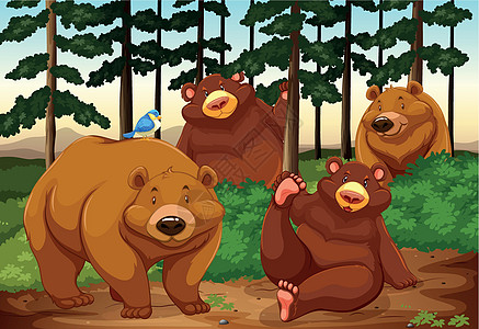 熊植物森林荒野绘画动物园玩具丛林异国猎人卡通片图片
