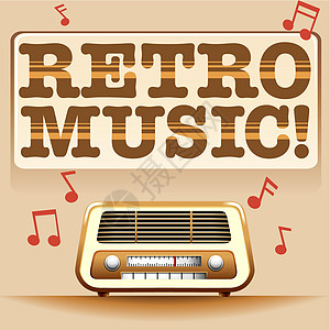 Retro 音乐海报广告娱乐收音机老歌乐趣歌曲古董技术扬声器图片