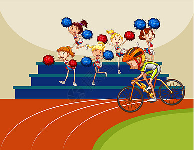 赛跑游戏场地绘画竞争者自行车骑术车轮场景体育场风景图片
