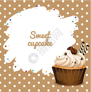 与咖啡 cupcak 的边框设计蛋糕小吃甜点边界味道绘画公告糖果木板插图图片