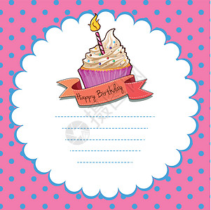 带粉色纸杯蛋糕的边框设计边界蜡烛甜点卡通片蛋糕圆形绘画小吃夹子卡片图片