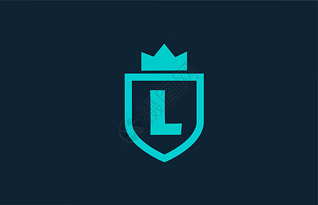 L 蓝盾字母图示标志 用于有信件的公司 与王冠公司和企业的创意设计;以及图片