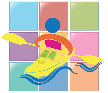彩色皮划艇运动图标图片