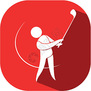 高尔夫球红色徽章上的高尔夫图标设计图片