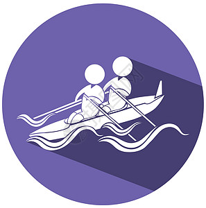 圆形徽章上的皮划艇图标图片