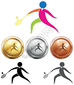 羽毛球运动图标和奖牌图片