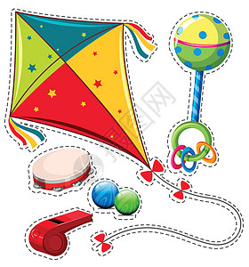 不同类型的玩具小路夹子配饰风筝娱乐绘画音乐摇床贴纸飞行图片