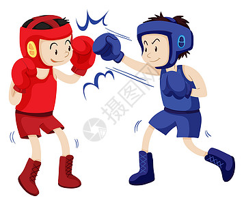 蓝色和红色套装的拳击手图片