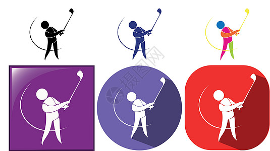 高尔夫球三种设计中的高尔夫运动图标设计图片