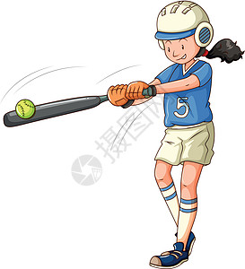 打垒球的女运动员蝙蝠娱乐头盔夹子绘画垒球女士玩家艺术活动图片