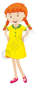 穿黄色衣服的小女孩夹子小路孩子绘画剪裁裙子童年女孩瞳孔插图图片