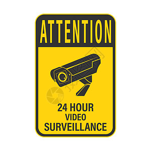 警告 24 小时视频监控 带有全天候视频监控警告的标牌或贴纸技术草图电子监视电路绘画领土摄影控制安全图片