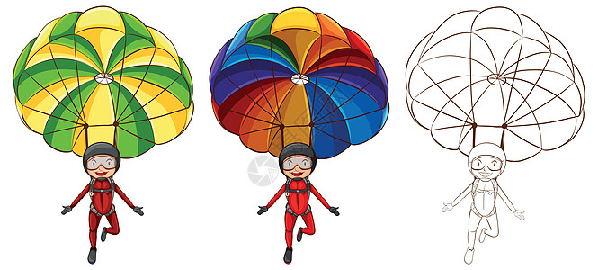 人降落伞的涂鸦字符设计图片