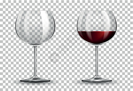 葡萄酒元素透明背景上的红酒杯设计图片