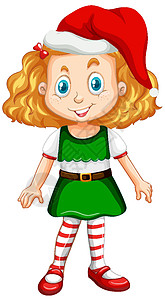 可爱的女孩在圣诞服装卡通人物幼儿园孩子衣服童年季节插图扮演女性庆典戏服图片