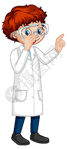 一个穿着实验室 coa 的男孩卡通人物幼儿园化学卡通片风俗行动童年男孩们医生男生夹子图片