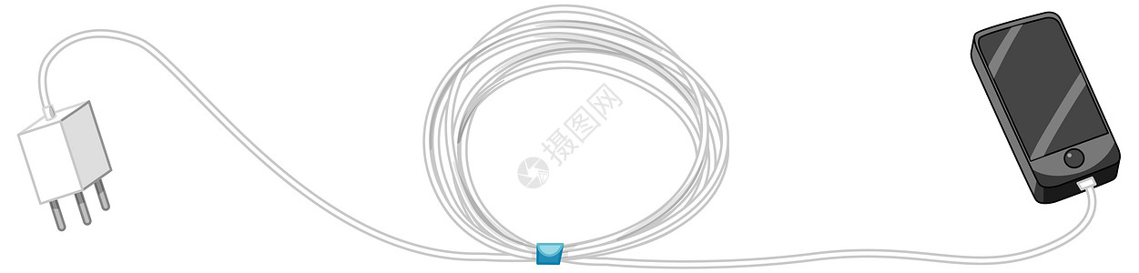 白色背景上带充电适配器和电缆的智能手机图片
