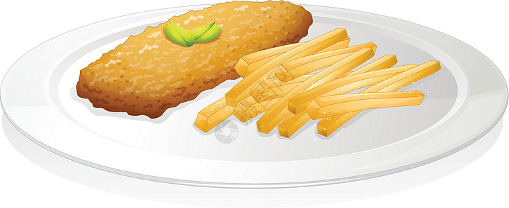 叫了个鸡炸薯条和炸薯条绘画食物草图飞碟盘子营养油炸小吃黄色蔬菜设计图片