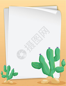 仙人掌教皇卷曲干旱草图横幅植物叶子艺术绘画海报邀请函图片