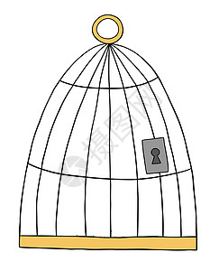 卡通矢量图的鸟 cag安全笼子金属绘画监狱艺术囚犯自由生活焦虑图片