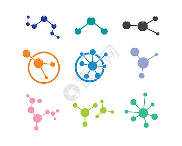 中央商务区分子标志矢量插图设计生物信息化学品医疗生活商业原子玻璃图表标识设计图片